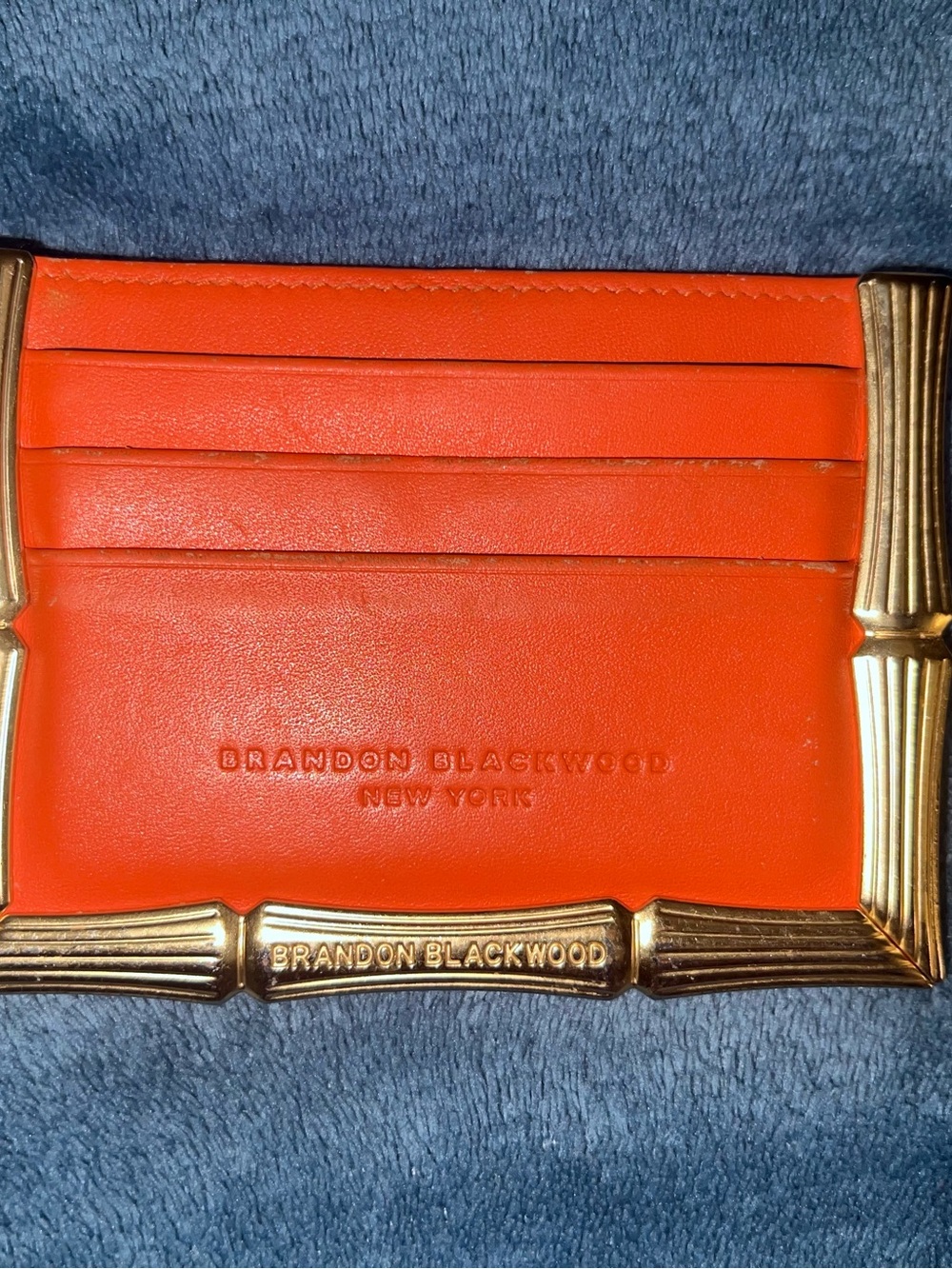 Brandon Blackwood Bamboo Card Holder with crème dust bag.